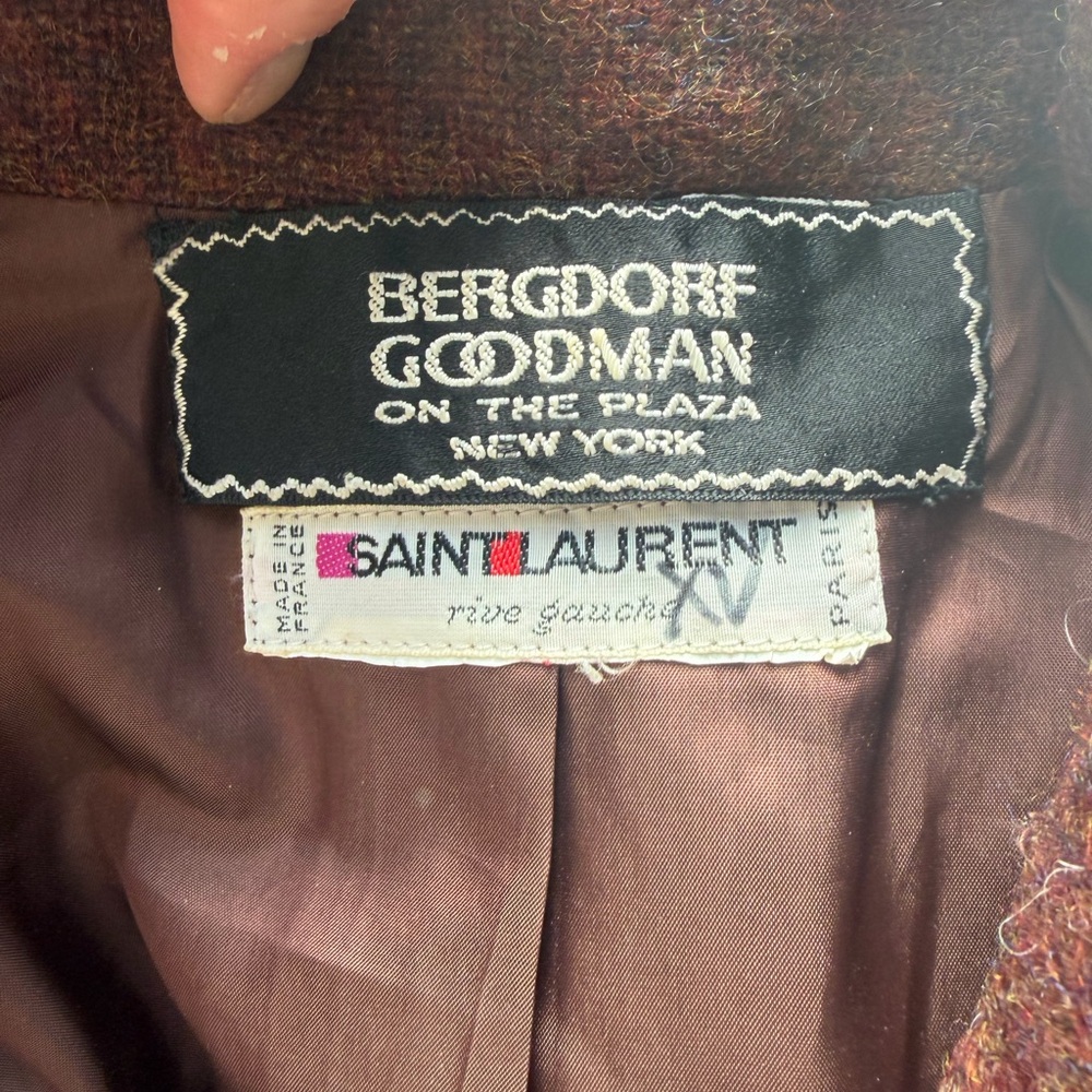 Saint Laurent Rive Gauche Brown Tweed blazer size XS Vintage Bergdorf